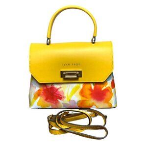 Women’s Designer Floral Handbag Italian Leather – Ann Yellow